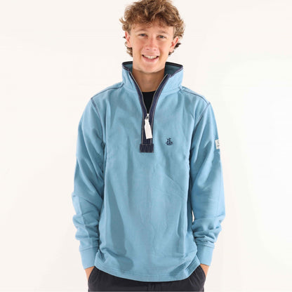 Niagara Blue - Front - Lazy Jacks Mens Quarter Zip Sweatshirt