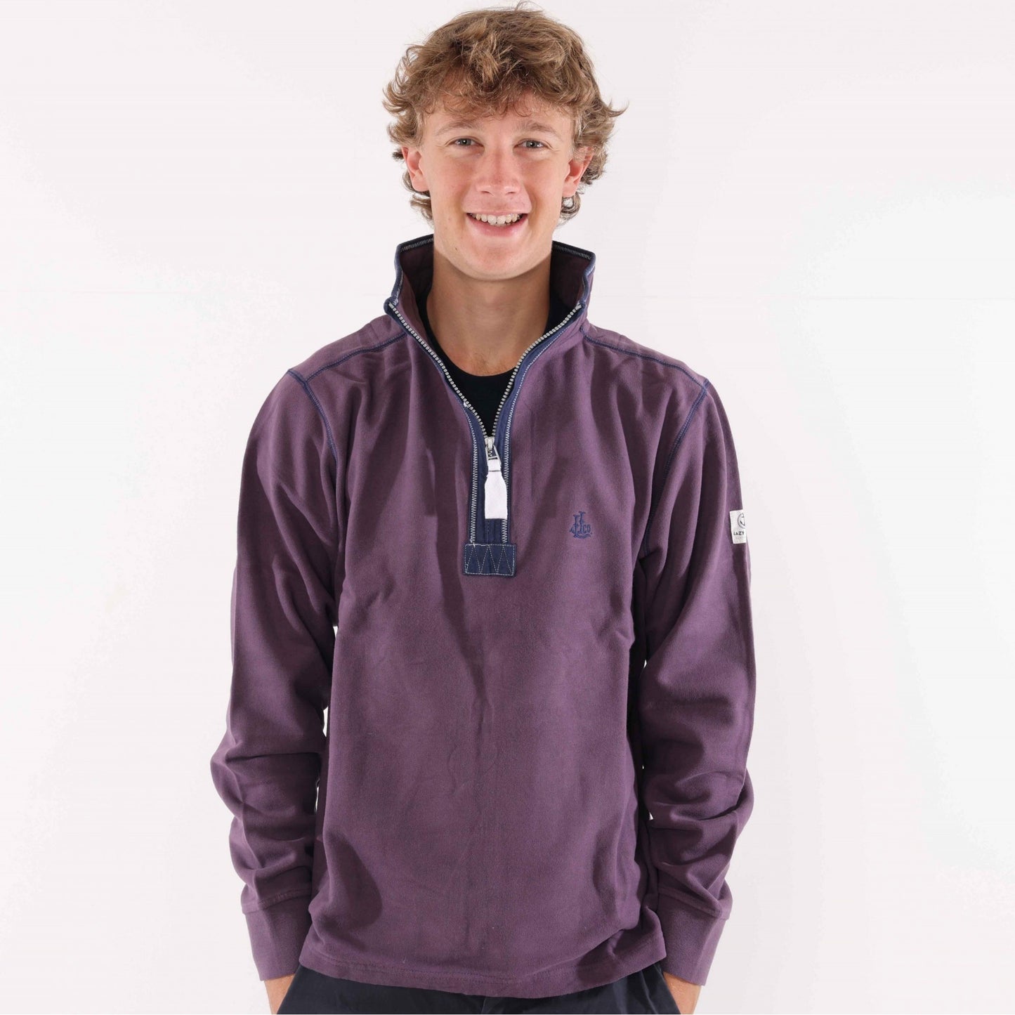 Grape - Back - Lazy Jacks Mens Quarter Zip Sweatshirt
