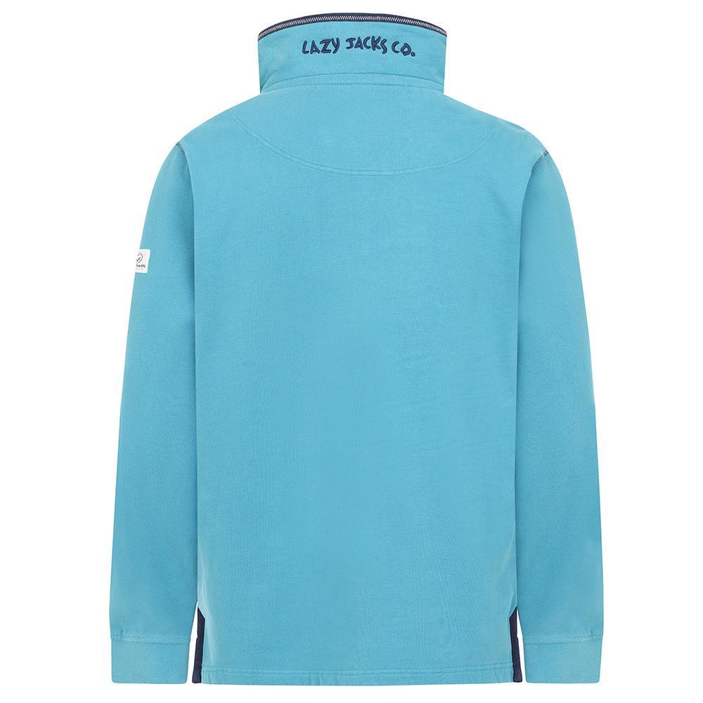 Teal - Side - Lazy Jacks Mens Quarter Zip Sweatshirt