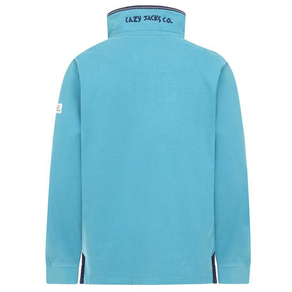 Teal - Side - Lazy Jacks Mens Quarter Zip Sweatshirt
