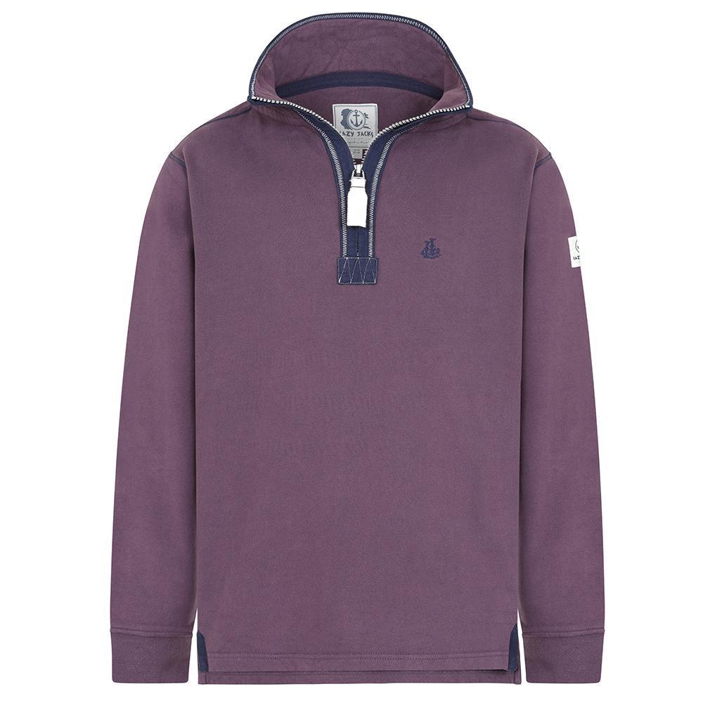 Grape - Front - Lazy Jacks Mens Quarter Zip Sweatshirt