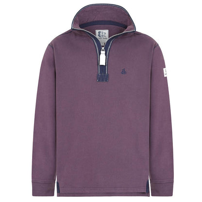 Grape - Front - Lazy Jacks Mens Quarter Zip Sweatshirt