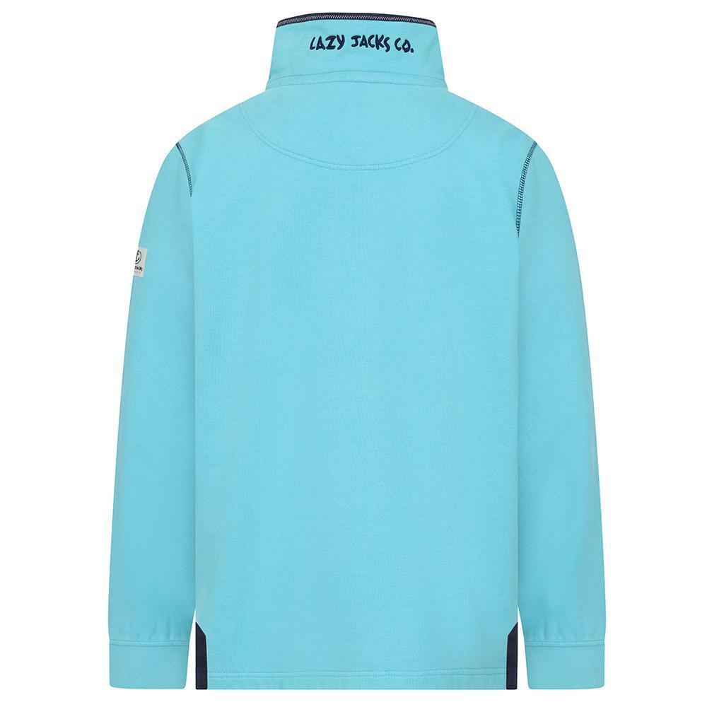 Turquoise - Side - Lazy Jacks Mens Quarter Zip Sweatshirt