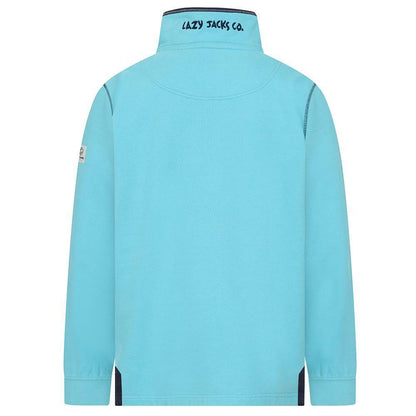 Turquoise - Side - Lazy Jacks Mens Quarter Zip Sweatshirt