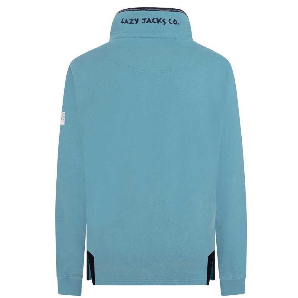 Niagara Blue - Side - Lazy Jacks Mens Quarter Zip Sweatshirt
