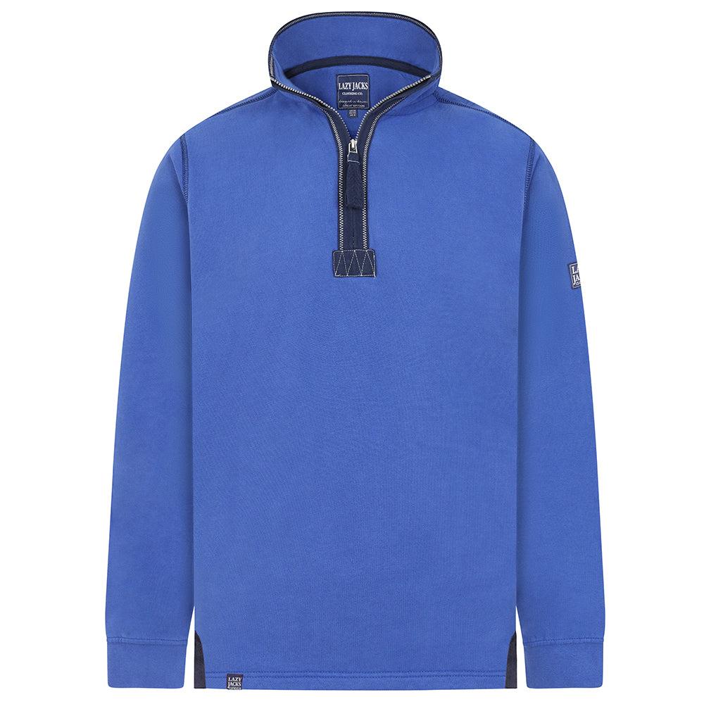 Royal Blue - Front - Lazy Jacks Mens Quarter Zip Sweatshirt