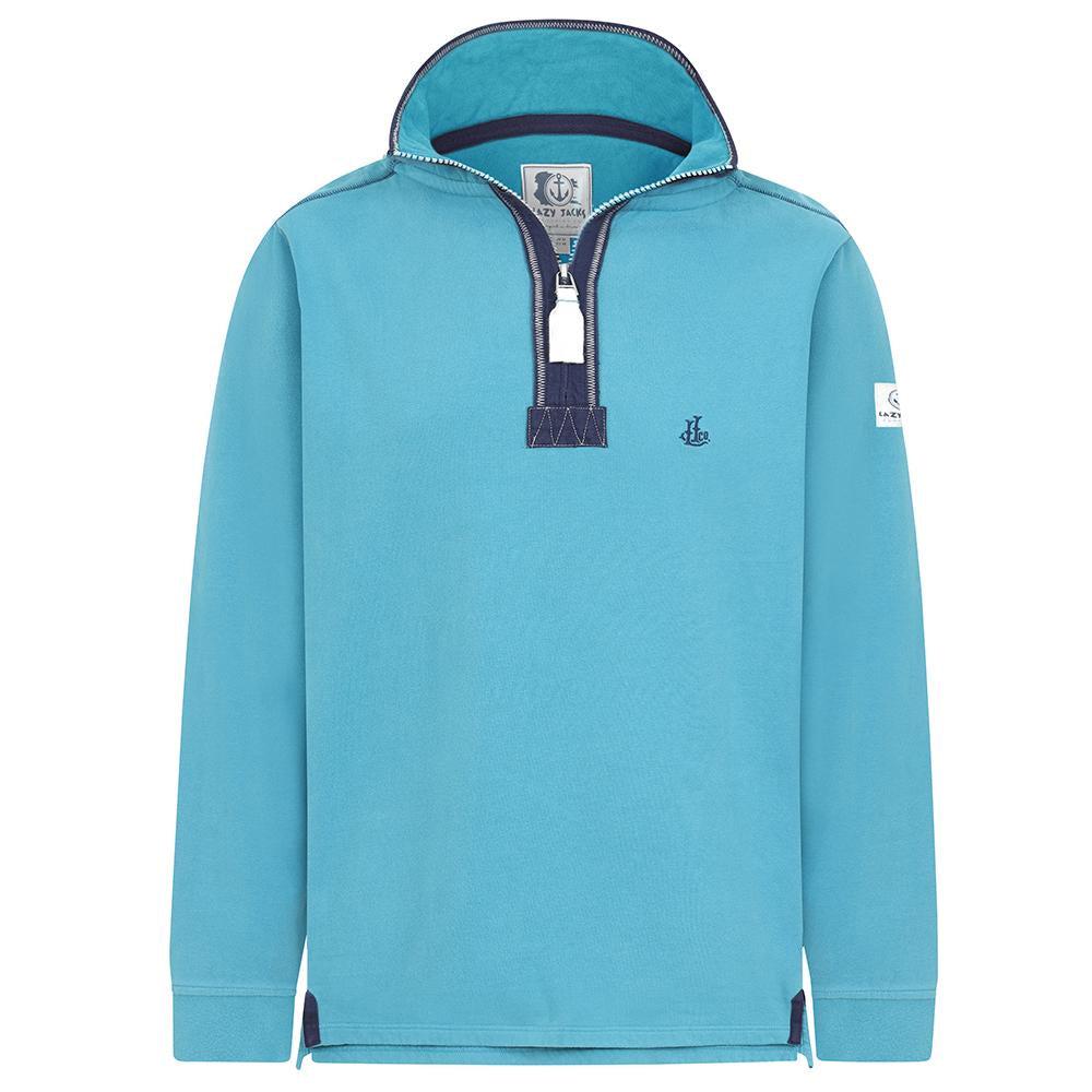 Teal - Front - Lazy Jacks Mens Quarter Zip Sweatshirt