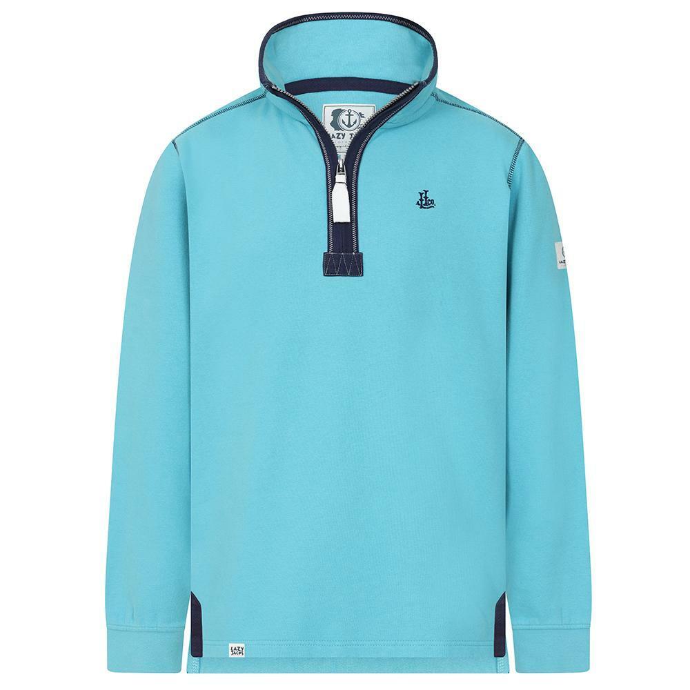 Turquoise - Front - Lazy Jacks Mens Quarter Zip Sweatshirt