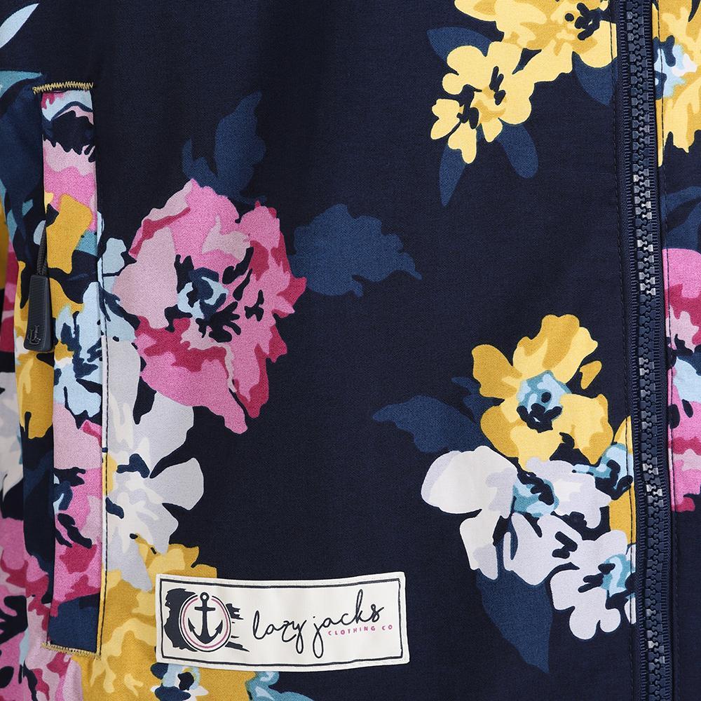 Navy-Pink-Yellow - Back - Lazy Jacks Womens-Ladies Floral Waterproof Jacket