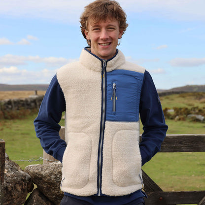Oatmeal - Front - Lazy Jacks Mens Sherpa Fleece Gilet