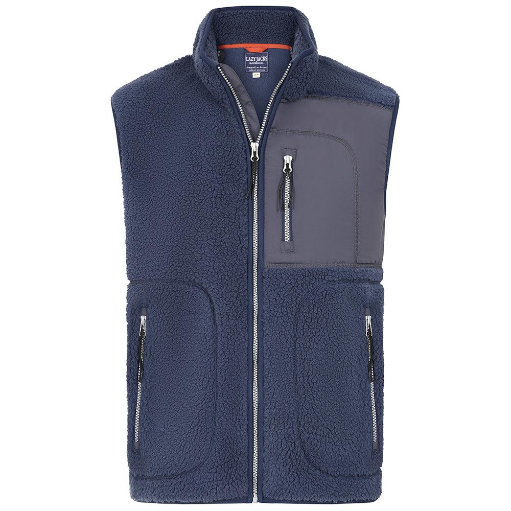 Marine - Front - Lazy Jacks Mens Sherpa Fleece Gilet