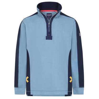 Airforce Blue - Front - Lazy Jacks Mens Contrast Panel Pique Sweatshirt