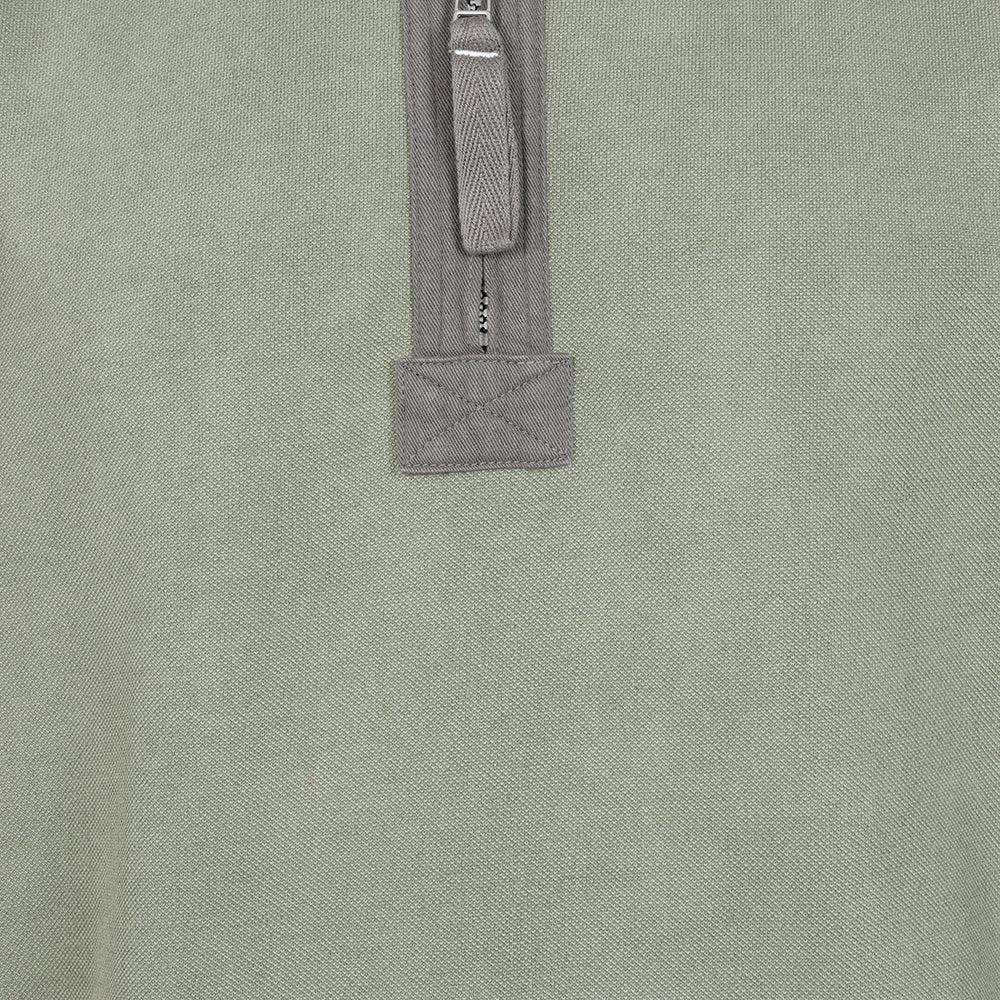 Khaki Green - Side - Lazy Jacks Mens Contrast Panel Pique Sweatshirt