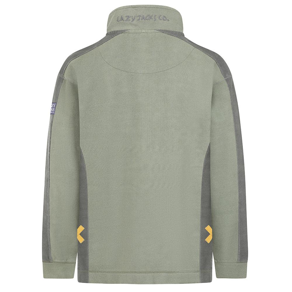 Khaki Green - Lifestyle - Lazy Jacks Mens Contrast Panel Pique Sweatshirt