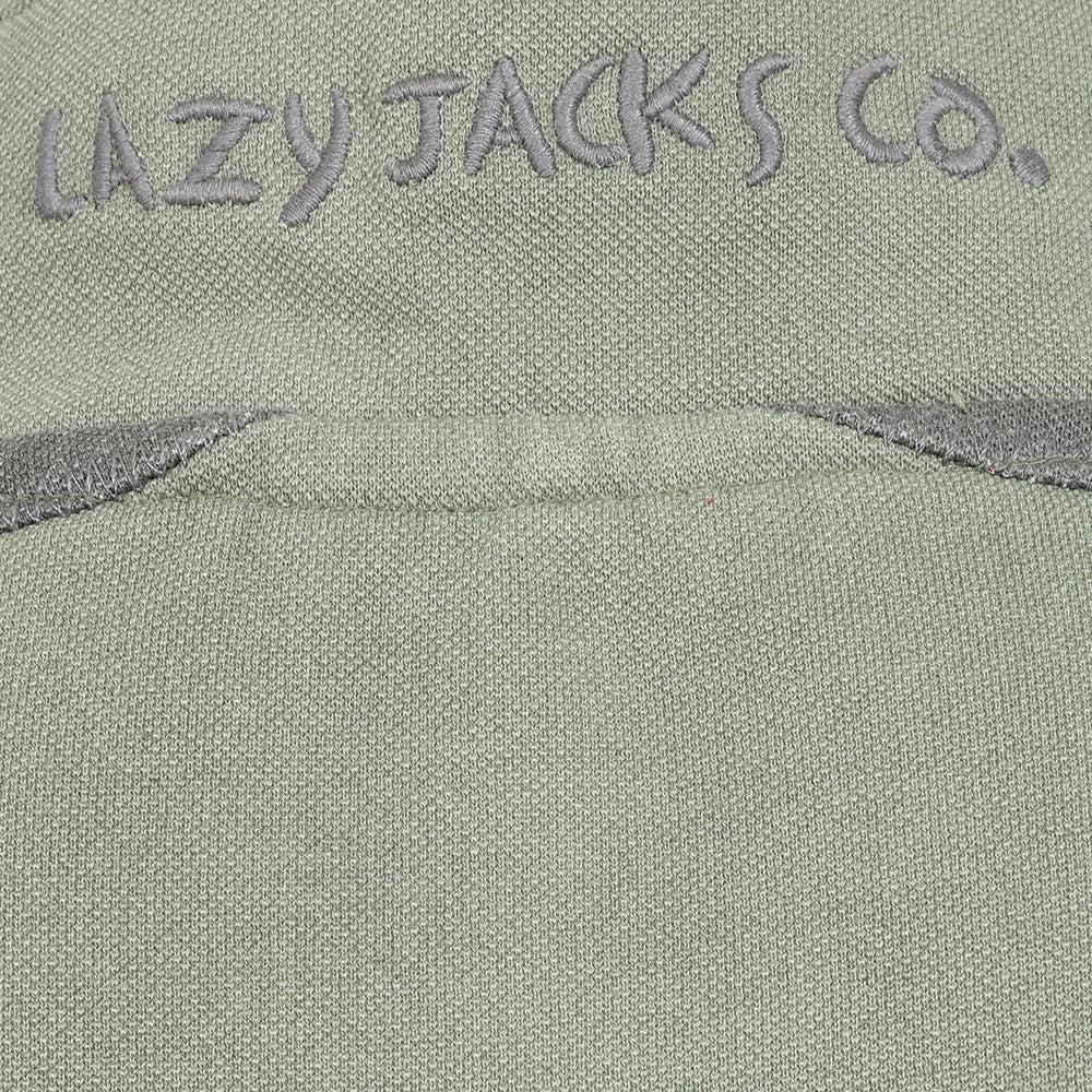 Khaki Green - Pack Shot - Lazy Jacks Mens Contrast Panel Pique Sweatshirt