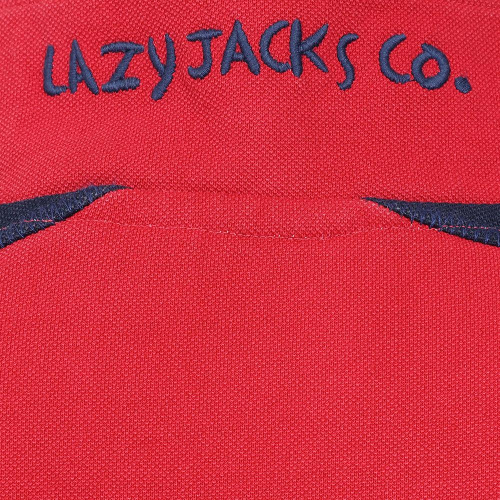 Red - Lifestyle - Lazy Jacks Mens Contrast Panel Pique Sweatshirt