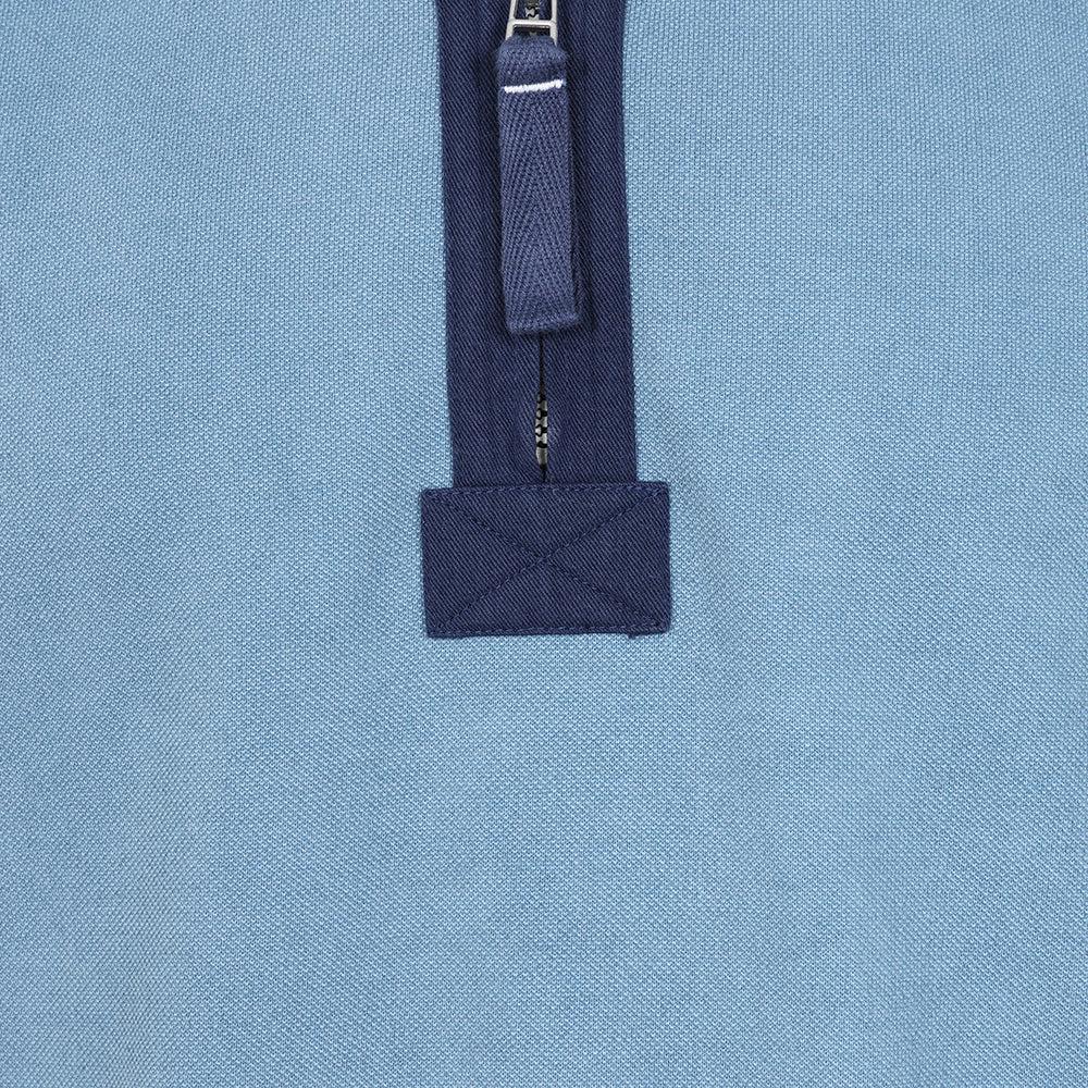 Airforce Blue - Back - Lazy Jacks Mens Contrast Panel Pique Sweatshirt