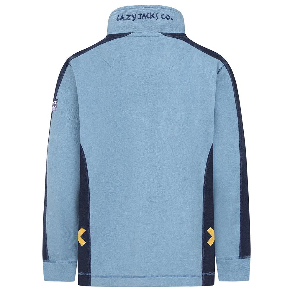Airforce Blue - Side - Lazy Jacks Mens Contrast Panel Pique Sweatshirt