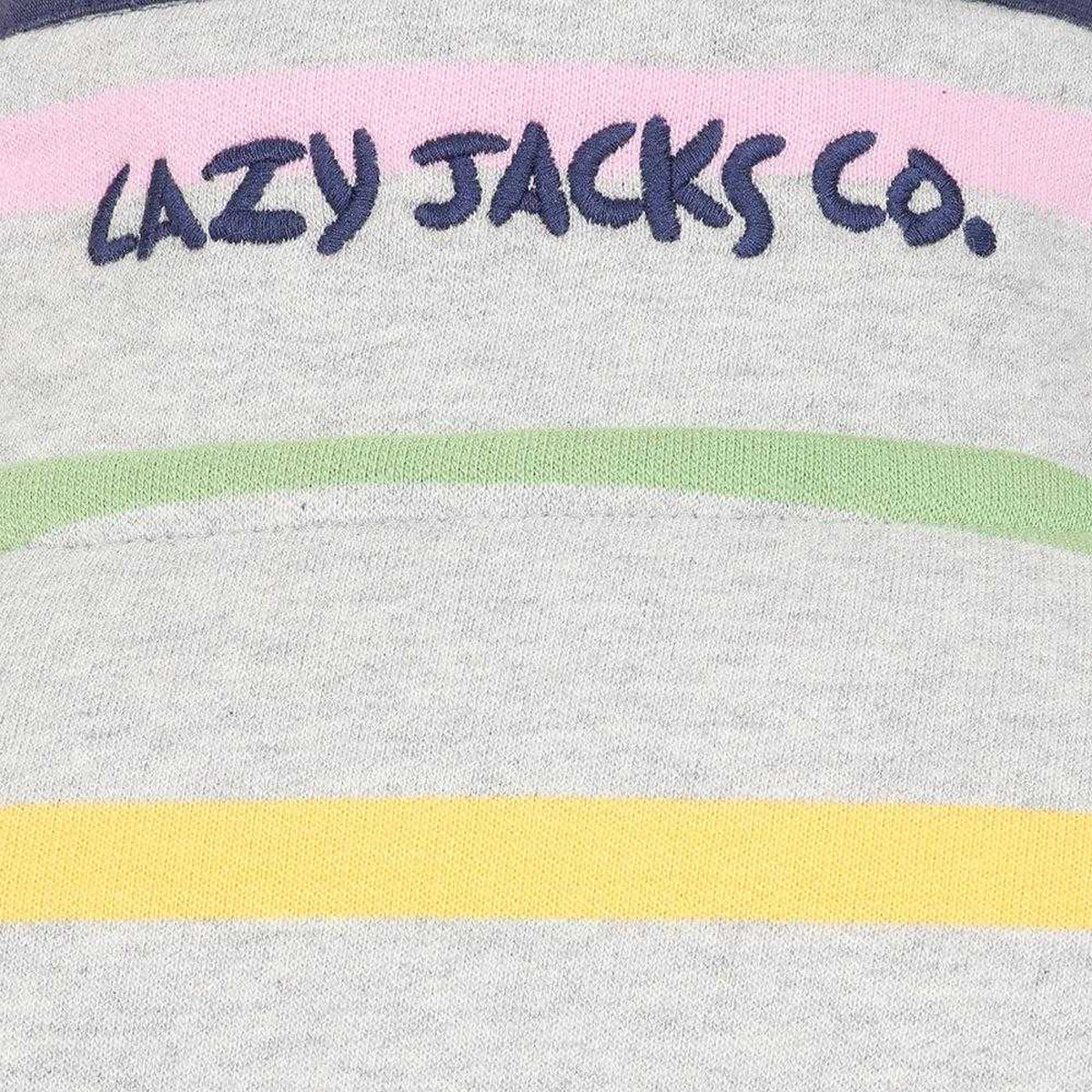 Multicoloured - Lifestyle - Lazy Jacks Womens-Ladies Striped Button Neck Winter Sweatshirt