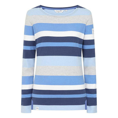 Winter Blue - Front - Lazy Jacks Womens-Ladies Multi Stripe Breton Top