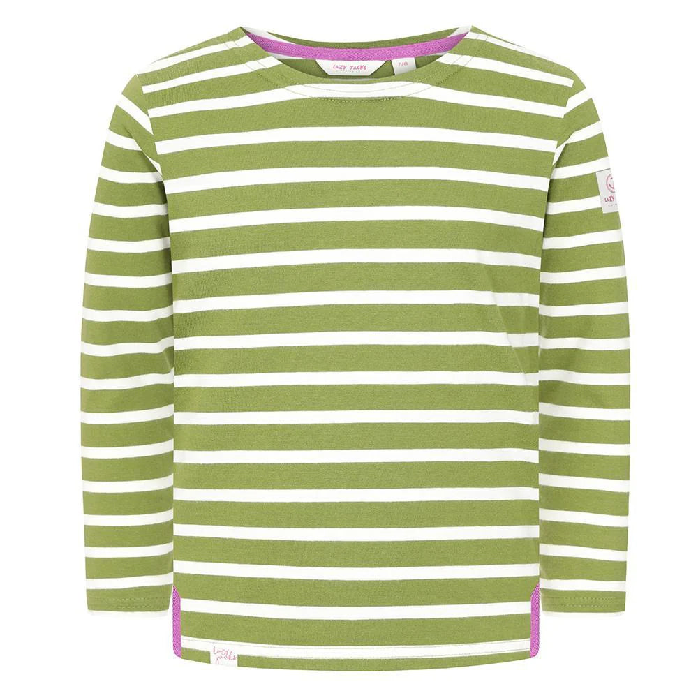 Green - Front - Lazy Jacks Womens-Ladies Striped Breton Top