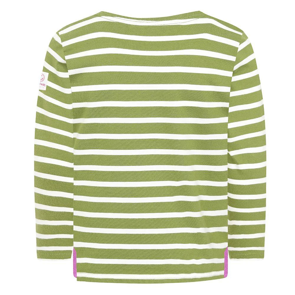 Green - Back - Lazy Jacks Womens-Ladies Striped Breton Top