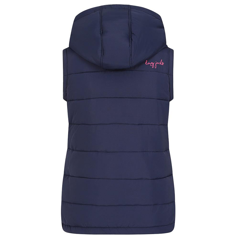 Marine - Back - Lazy Jacks Womens-Ladies Contrast Lining Gilet