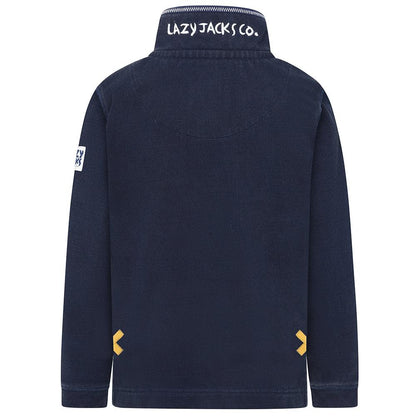 Marine - Side - Lazy Jacks Boys Pique Quarter Zip Sweatshirt