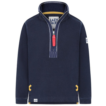 Marine - Front - Lazy Jacks Boys Pique Quarter Zip Sweatshirt