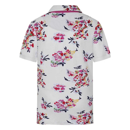 White - Back - Lazy Jacks Girls Wildflower Polo Shirt
