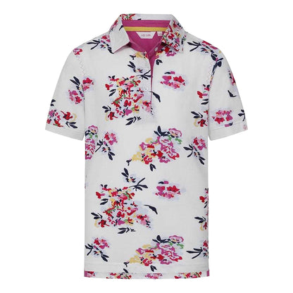 White - Front - Lazy Jacks Girls Wildflower Polo Shirt