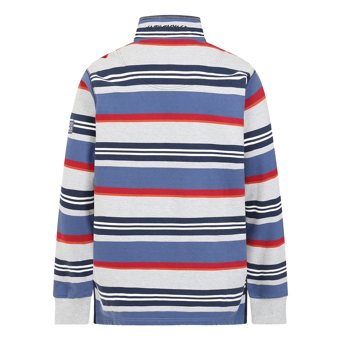 Grey Marl - Back - Lazy Jacks Mens Striped Quarter Zip Sweatshirt