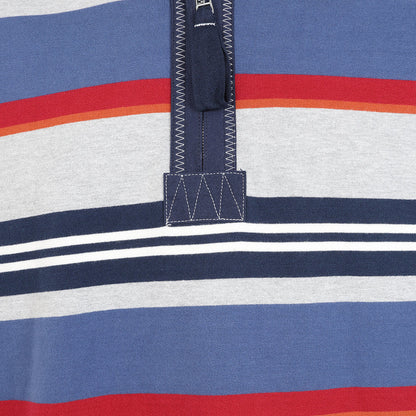 Grey Marl - Side - Lazy Jacks Mens Striped Quarter Zip Sweatshirt