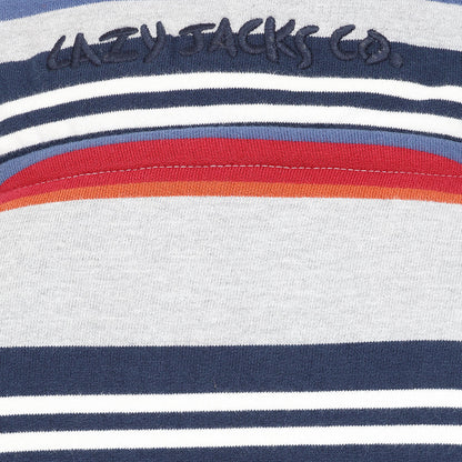 Grey Marl - Lifestyle - Lazy Jacks Mens Striped Quarter Zip Sweatshirt