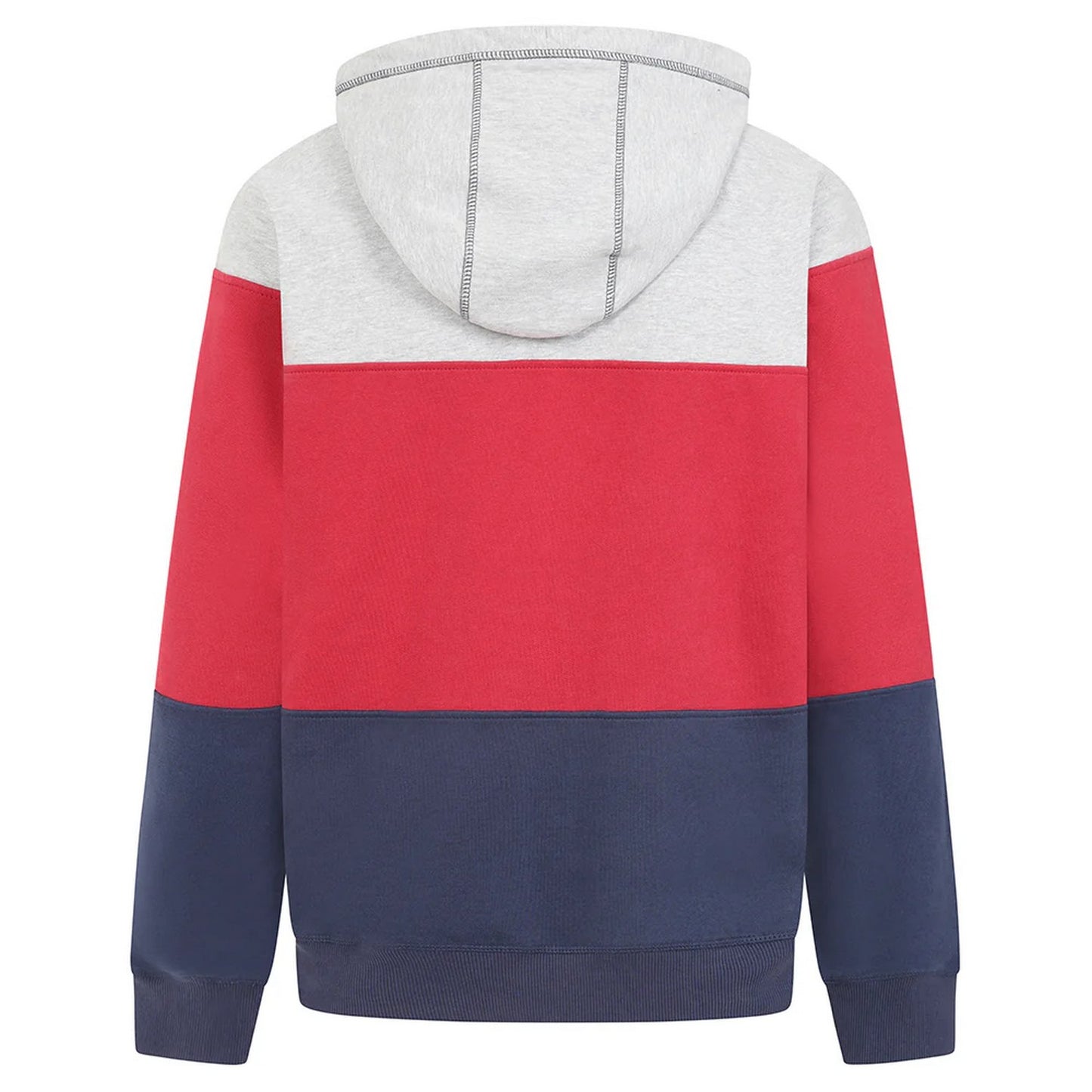 Grey-Red-Black - Back - Lazy Jacks Mens Contrast Panel Full Zip Hoodie