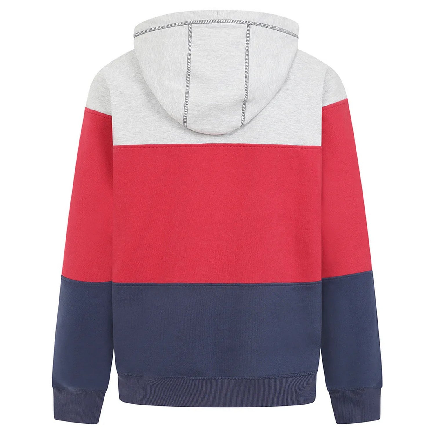 Grey-Red-Black - Back - Lazy Jacks Mens Contrast Panel Full Zip Hoodie