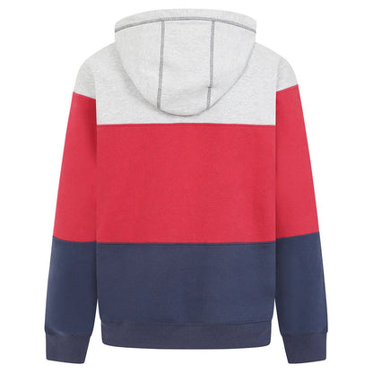 Grey-Red-Black - Back - Lazy Jacks Mens Contrast Panel Full Zip Hoodie