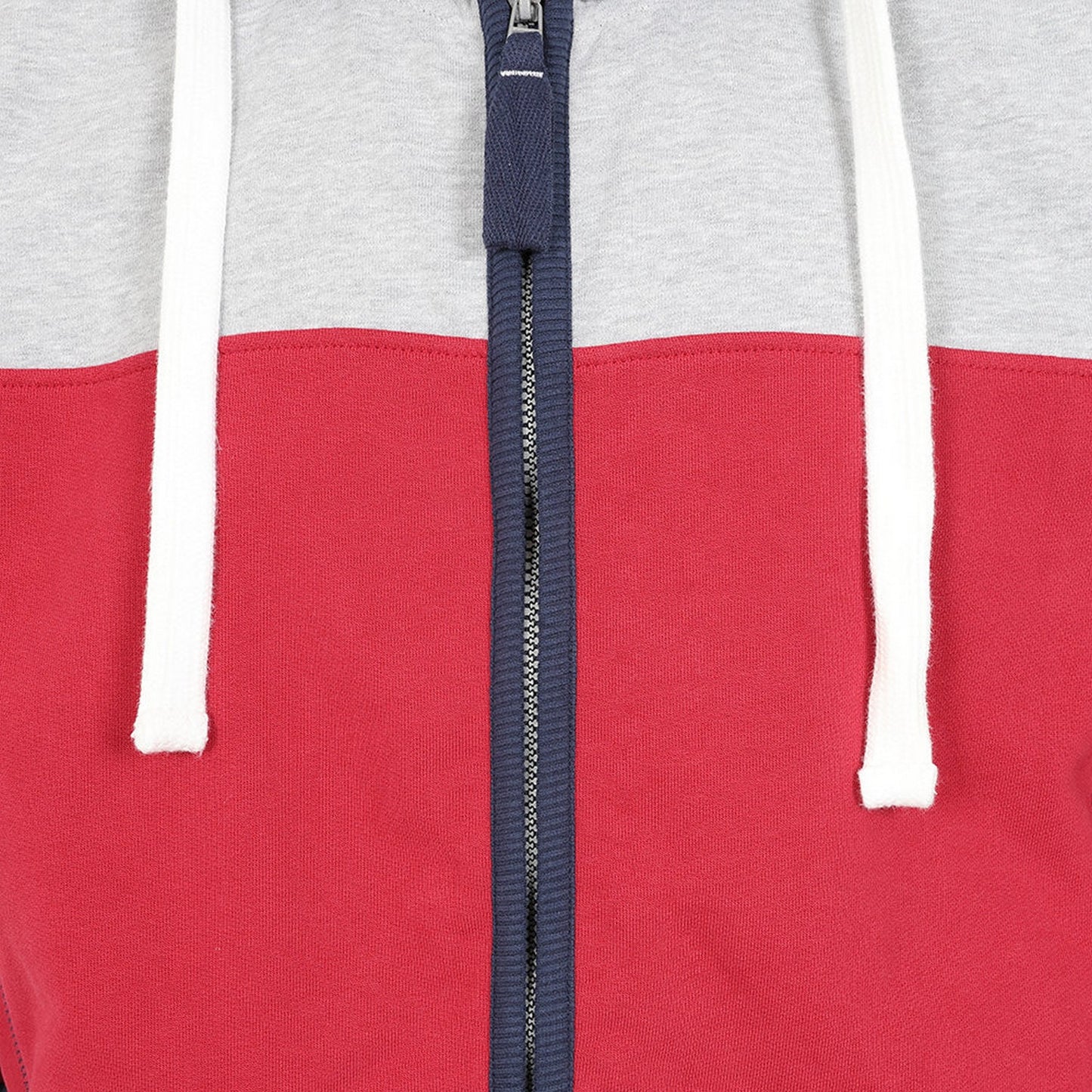 Grey-Red-Black - Side - Lazy Jacks Mens Contrast Panel Full Zip Hoodie