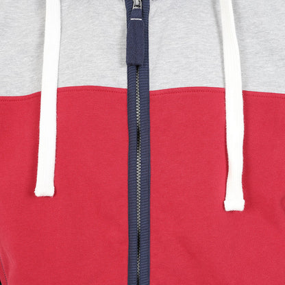 Grey-Red-Black - Side - Lazy Jacks Mens Contrast Panel Full Zip Hoodie