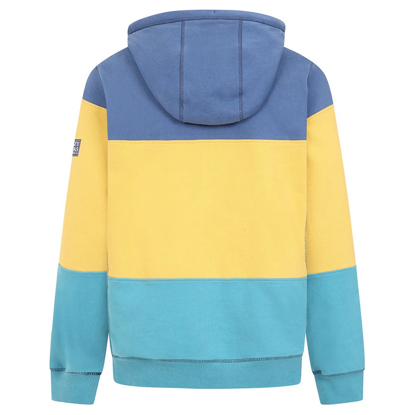 Navy-Green-Yellow - Back - Lazy Jacks Mens Contrast Panel Full Zip Hoodie