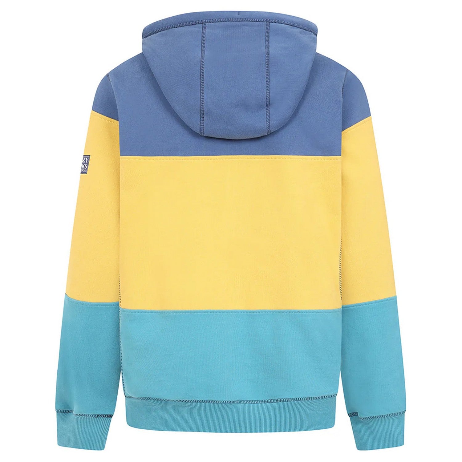Navy-Green-Yellow - Back - Lazy Jacks Mens Contrast Panel Full Zip Hoodie