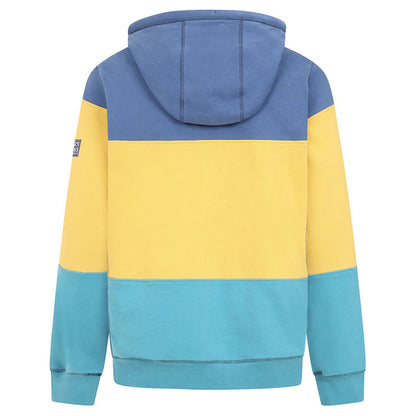 Navy-Green-Yellow - Back - Lazy Jacks Mens Contrast Panel Full Zip Hoodie