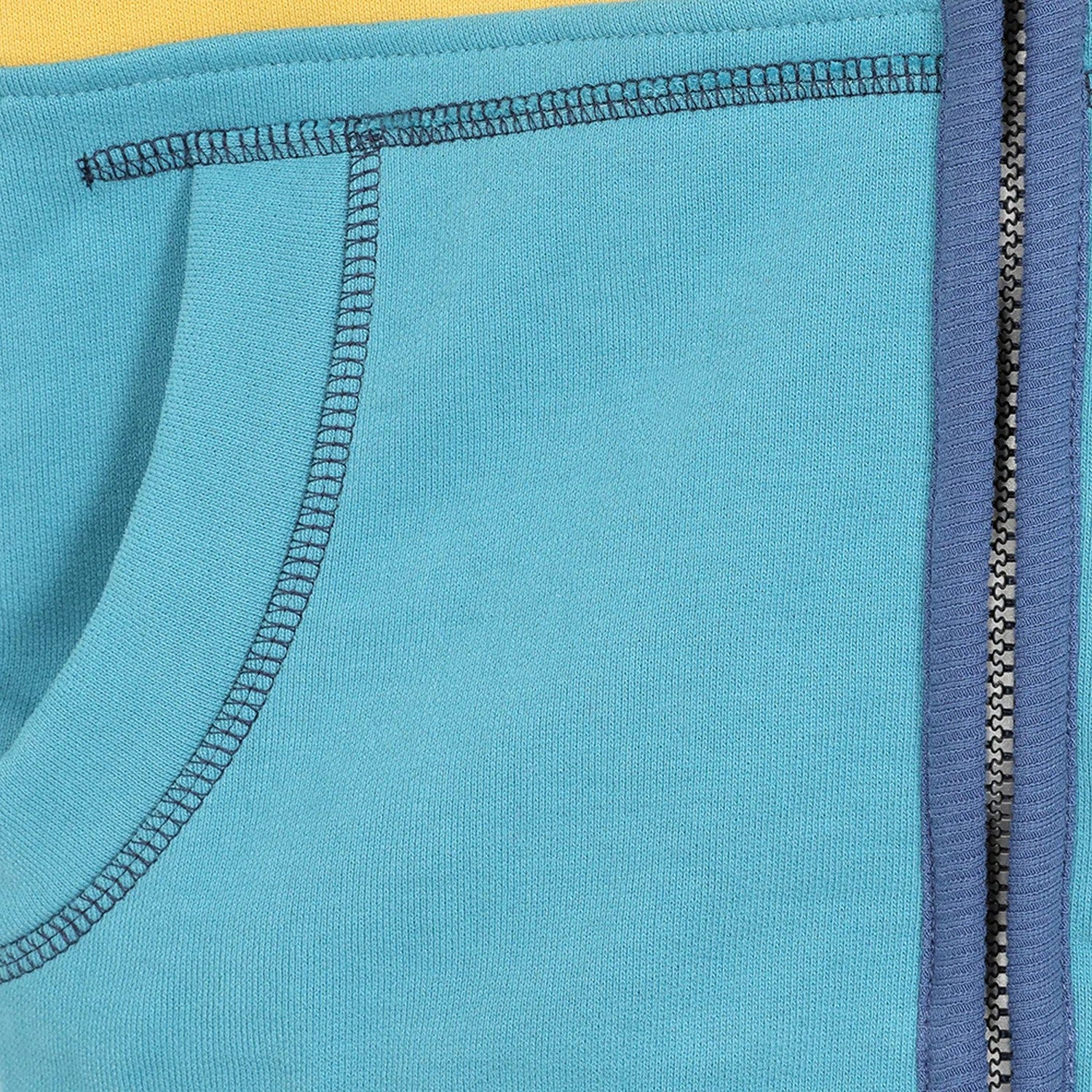 Navy-Green-Yellow - Side - Lazy Jacks Mens Contrast Panel Full Zip Hoodie