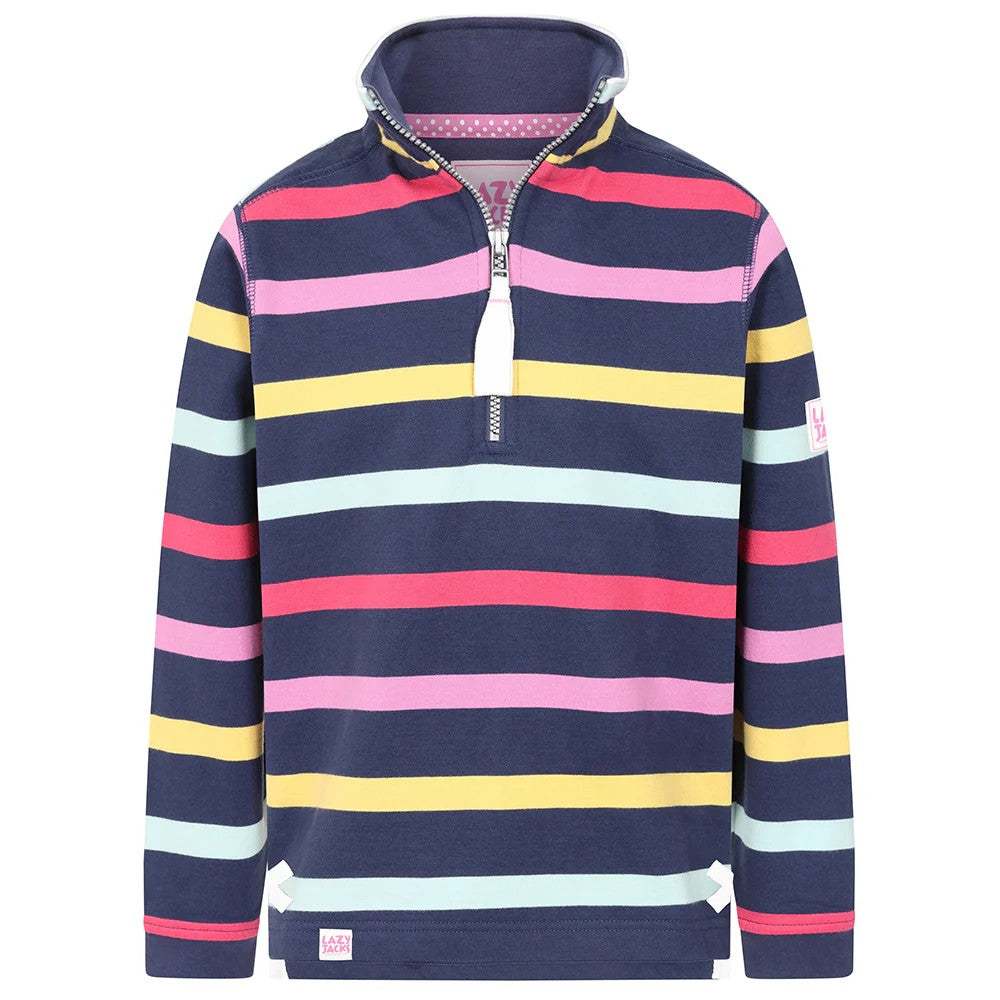 Multicoloured - Front - Lazy Jacks Girls Twilight Twilight Quarter Zip Sweatshirt