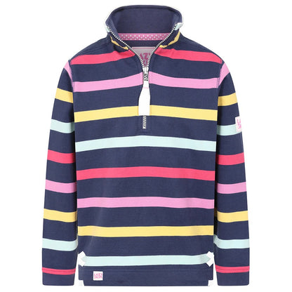 Multicoloured - Front - Lazy Jacks Girls Twilight Twilight Quarter Zip Sweatshirt