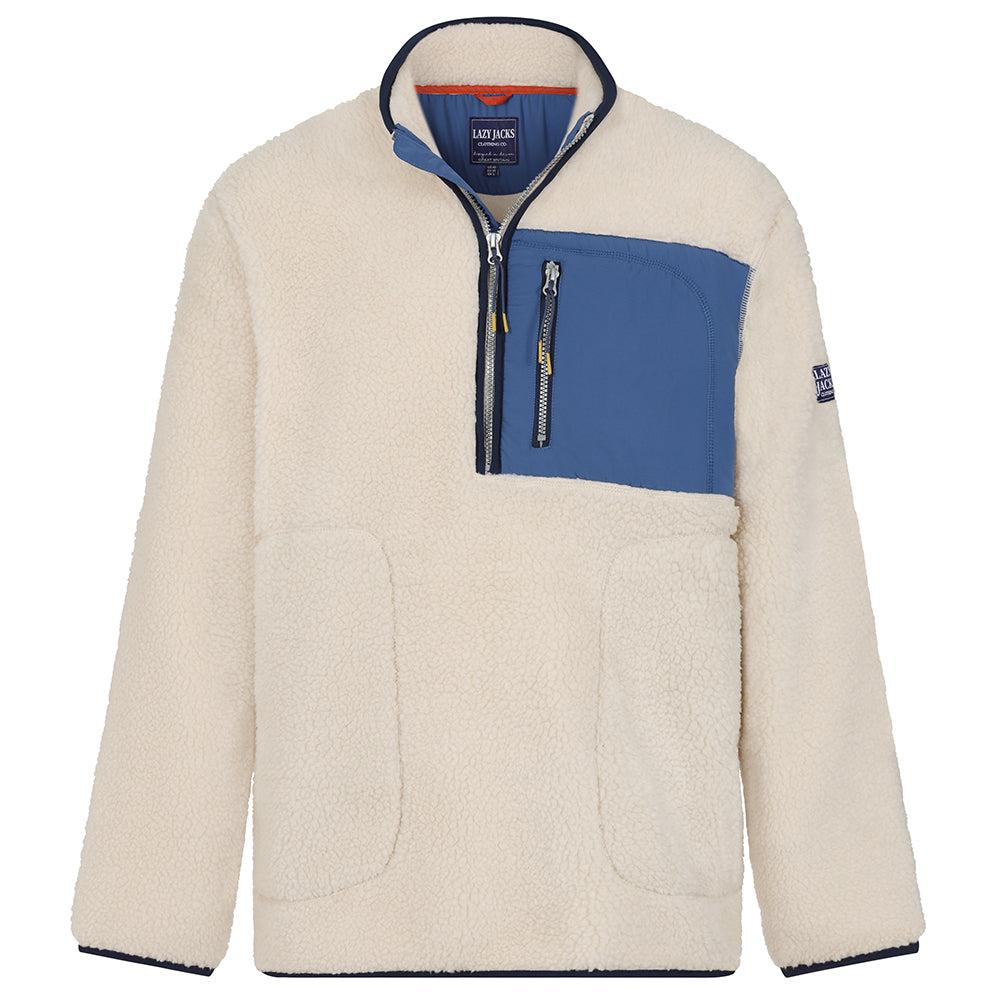 Oatmeal - Front - Lazy Jacks Mens Sherpa Fleece Half Zip Sweatshirt