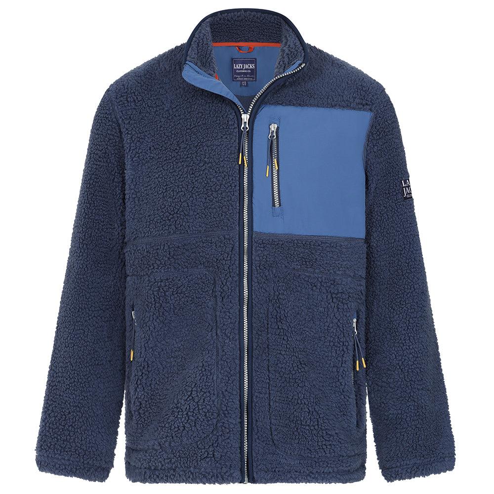 Marine - Front - Lazy Jacks Mens Sherpa Fleece Full Zip Fleece Jacket