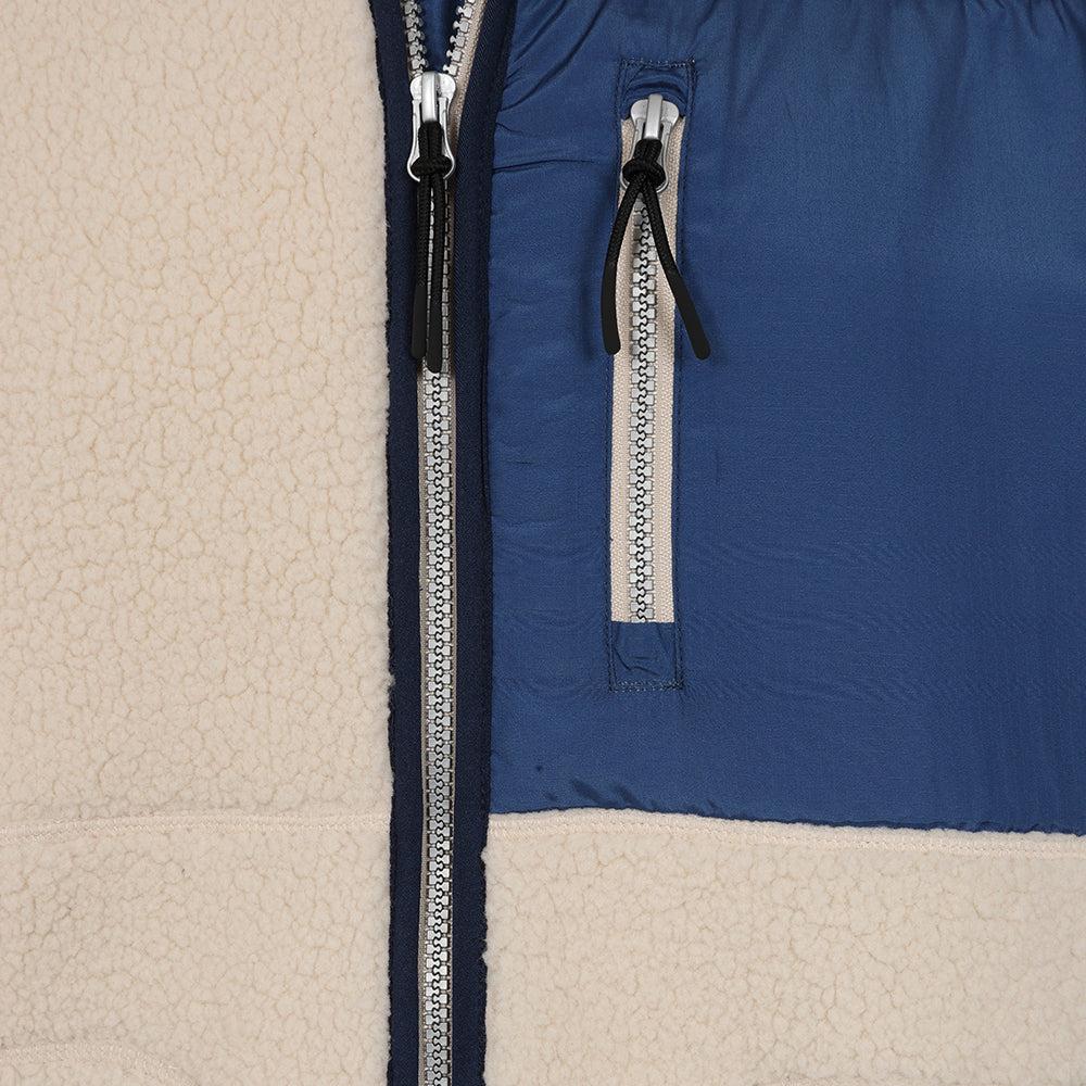 Oatmeal - Back - Lazy Jacks Mens Sherpa Fleece Full Zip Fleece Jacket
