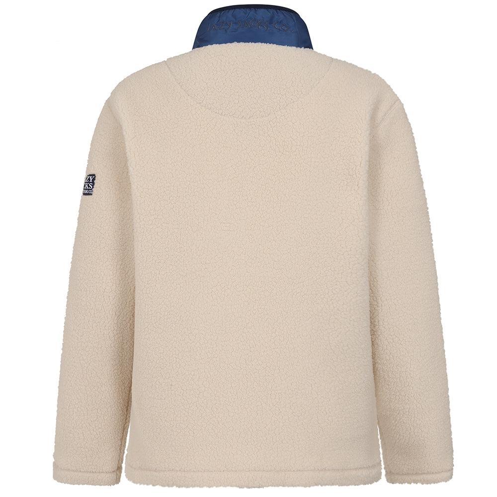 Oatmeal - Side - Lazy Jacks Mens Sherpa Fleece Full Zip Fleece Jacket