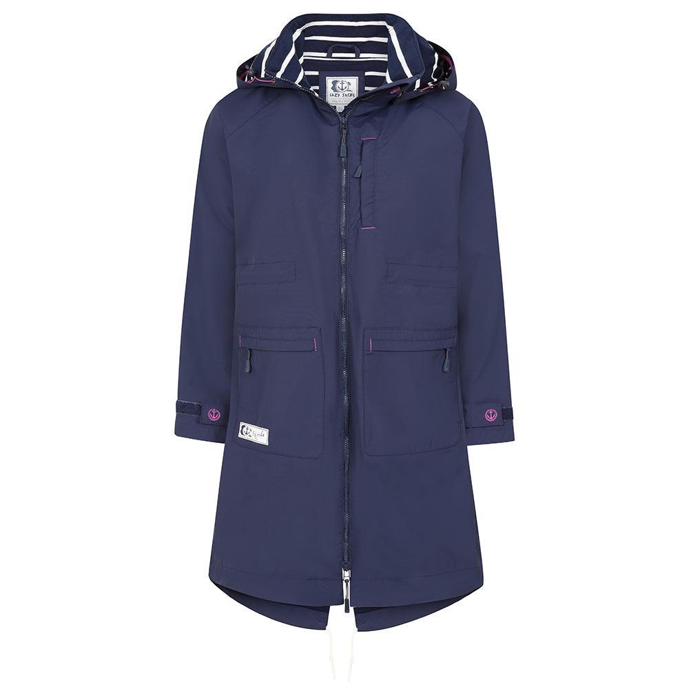 Marine - Front - Lazy Jacks Womens-Ladies Long Waterproof Jacket